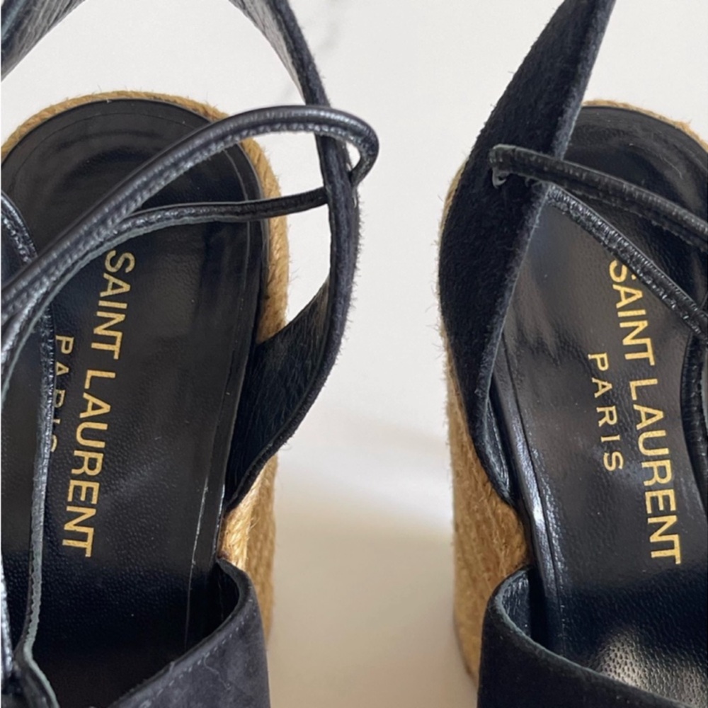 NEW IN BOX AUTHENTIC YSL SUEDE LACE UP WEDGES - Picture 14 of 16